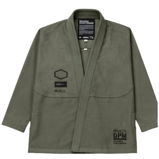 Shoyoroll Batch 114 RVCA x DPM olive BJJ gi front view