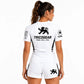 Women's TricoGear Apex white BJJ rash guard and grappling shorts back view with lion logo
