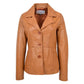 Brown Womens Classic Three Button Leather Blazer