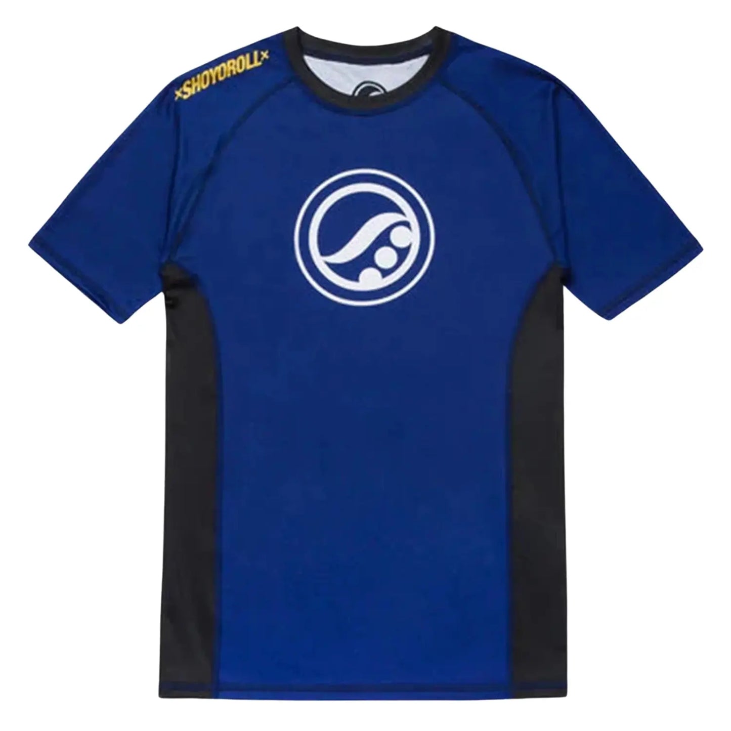 2022 Ranked No-Gi Jiu Jitsu Rash Guard blue short sleeve BJJ compression shirt front view