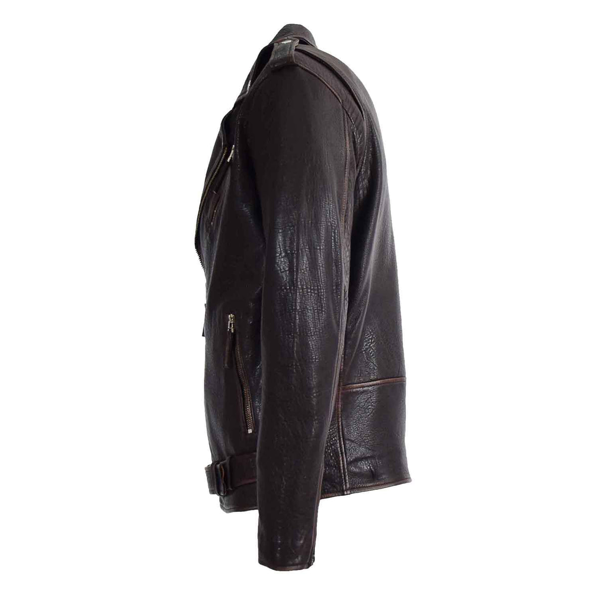 Mens Real New Zealand Leather Biker Style Jacket
