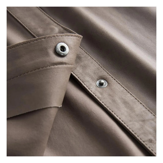 The Nero Women’s Leather Shirt Mud Grey
