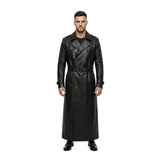 The Ashford Men's Genuine Sheepskin Black Leather Trench Coat