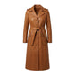The Celeste Women's Brown Sheepskin Leather Trench Coat