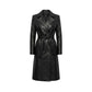 The Marlowe Women's Black Cowhide Leather Midi Trench Coat