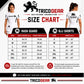 TricoGear Apex BJJ No-Gi training set size chart for white rash guard and grappling shorts