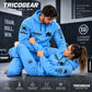 Tricogear TRO 31 blue black BJJ hoodie worn during Brazilian Jiu-Jitsu training