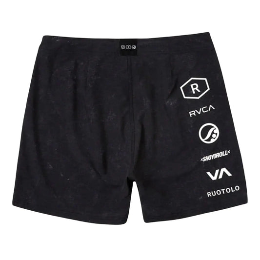 Batch 143 Malibu MMA training shorts front flat lay in black