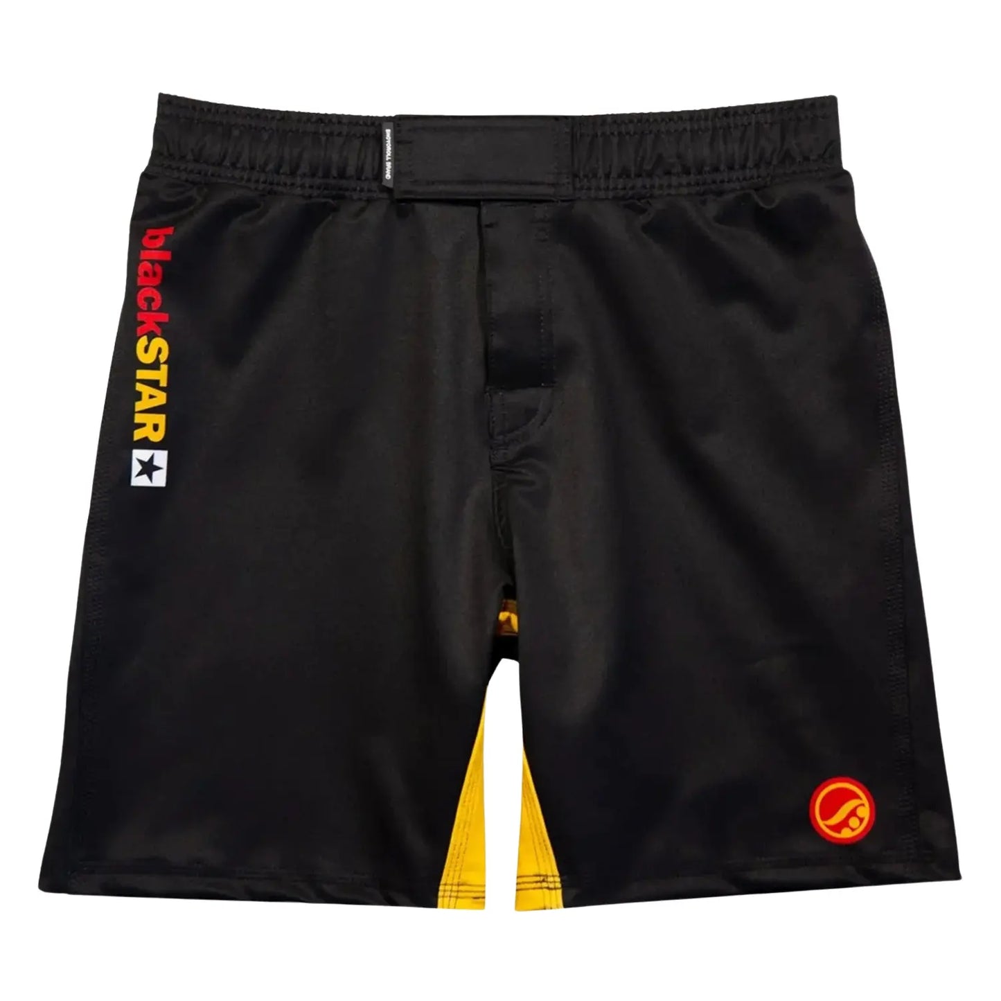 BJJ No Gi Shoyoroll Batch 146 BlackSTAR retro training fitted shorts front view in black