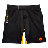 BJJ No Gi Shoyoroll Batch 146 BlackSTAR retro training fitted shorts front view in black