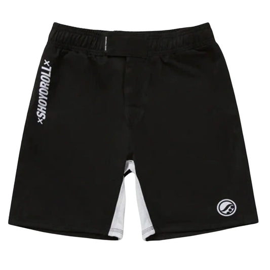 BJJ No Gi Shoyoroll RSS 23 training fitted shorts black front view