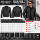 Men’s black biker leather motorbike jacket size chart with measurements