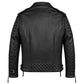 Black biker leather motorbike jacket for men back view