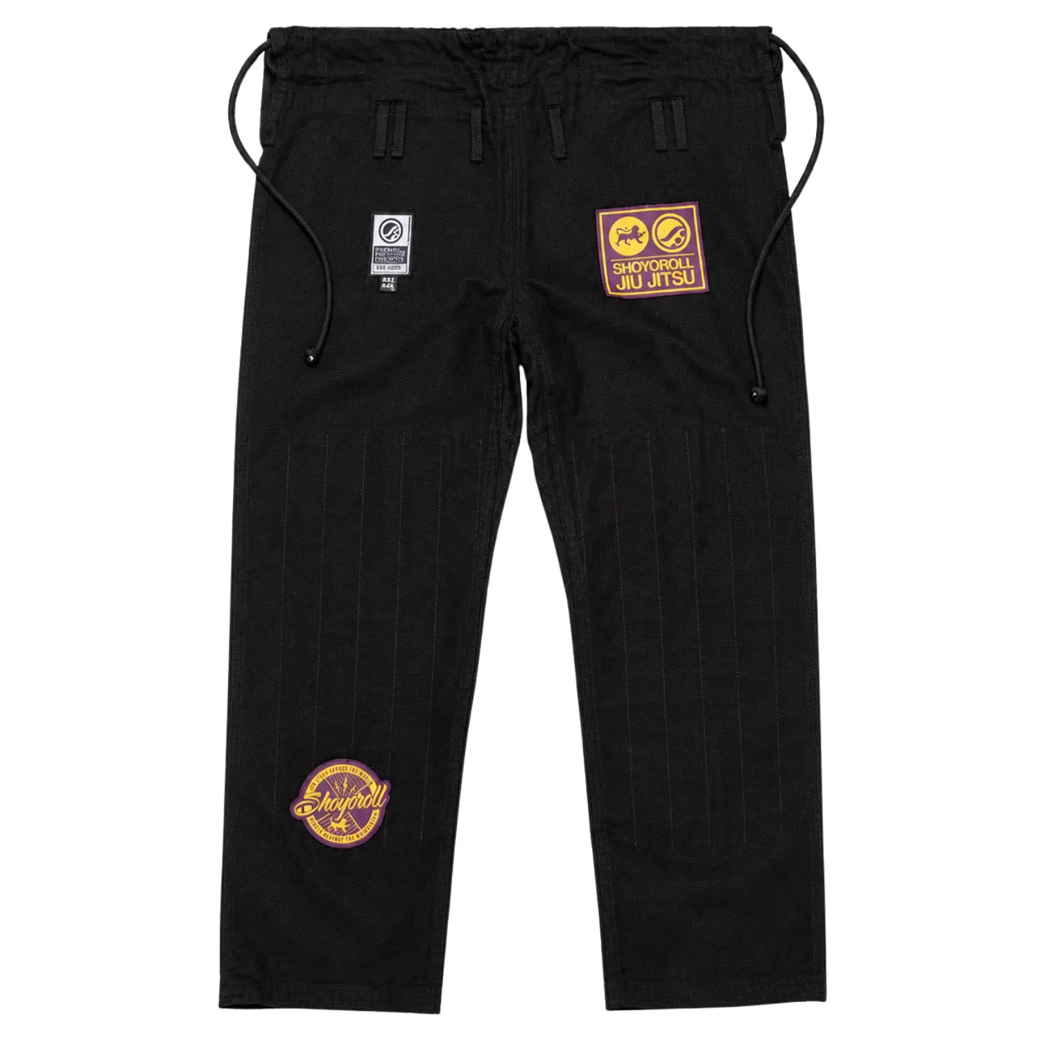 Black BJJ Gi 450 GSM pants front view with Jiu-Jitsu logo