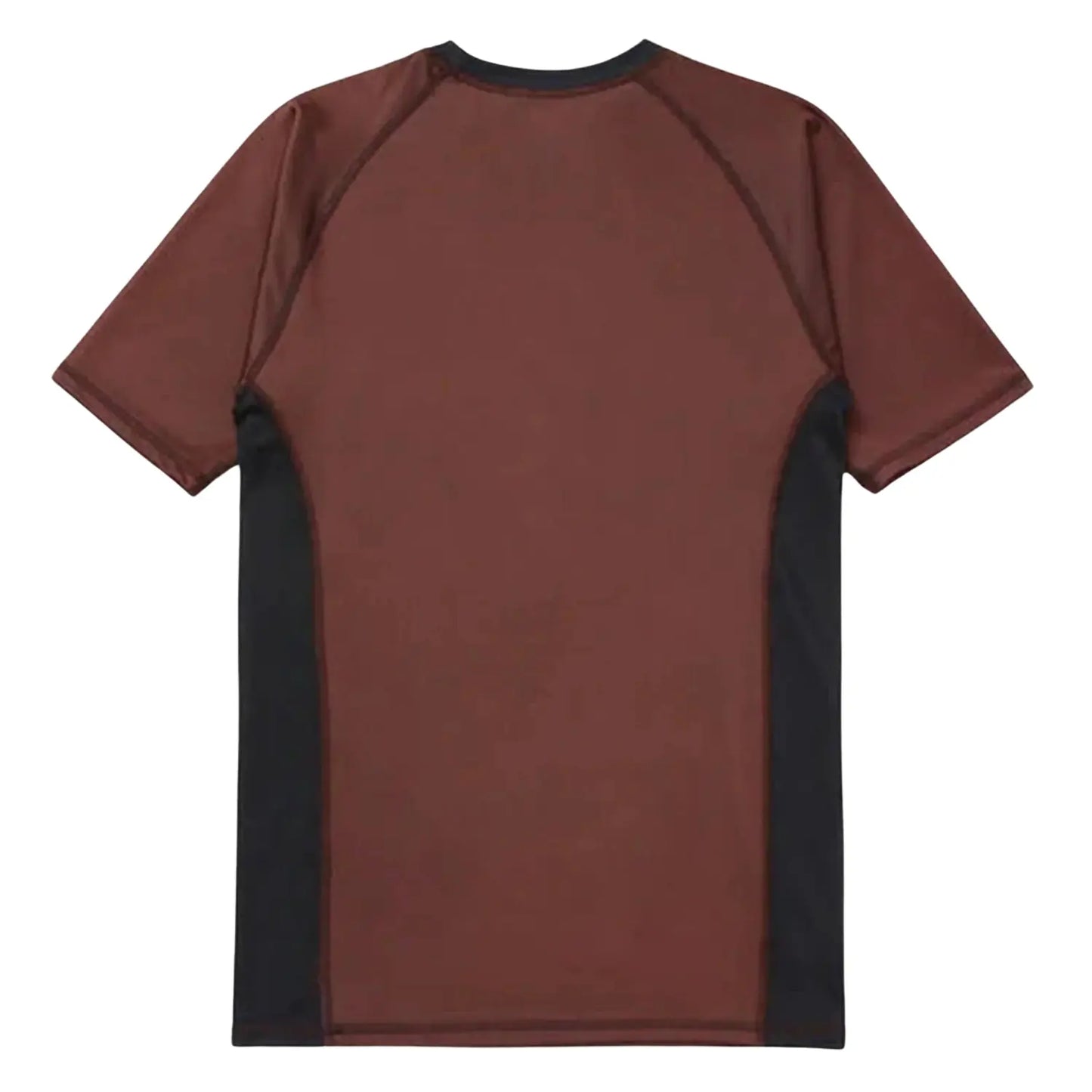 Brown No-Gi Jiu Jitsu Rash Guard short sleeve BJJ training shirt back view