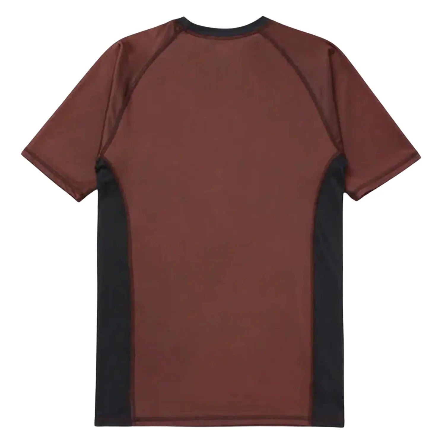 Brown No-Gi Jiu Jitsu Rash Guard short sleeve BJJ training shirt back view