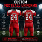 Custom American football uniform design with personalized team name number and colors