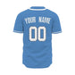 Back view of personalized custom baseball jersey with player name and number