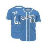 Custom baseball jersey with personalized team name, logo and player number