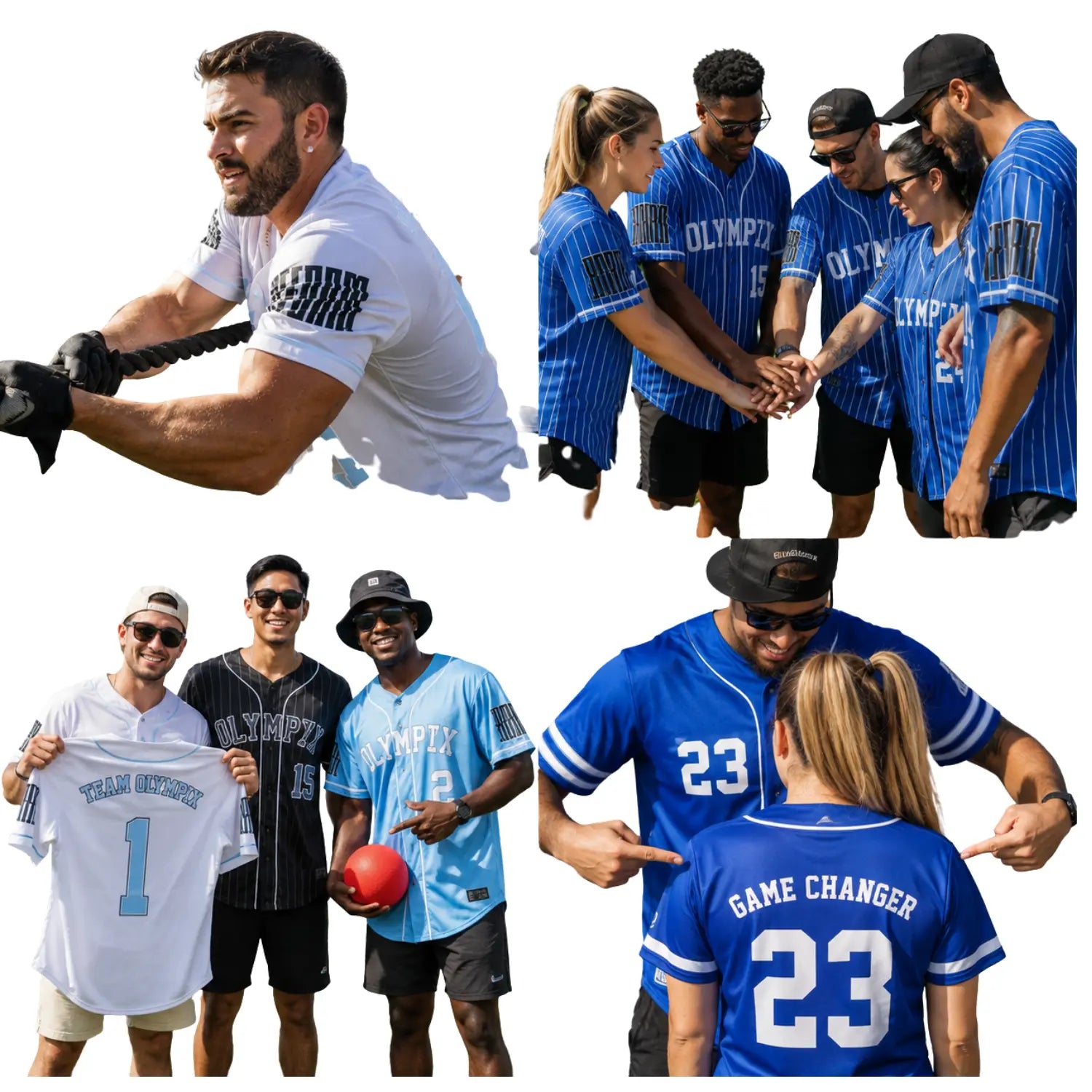 Baseball team wearing personalized custom jerseys in different colors