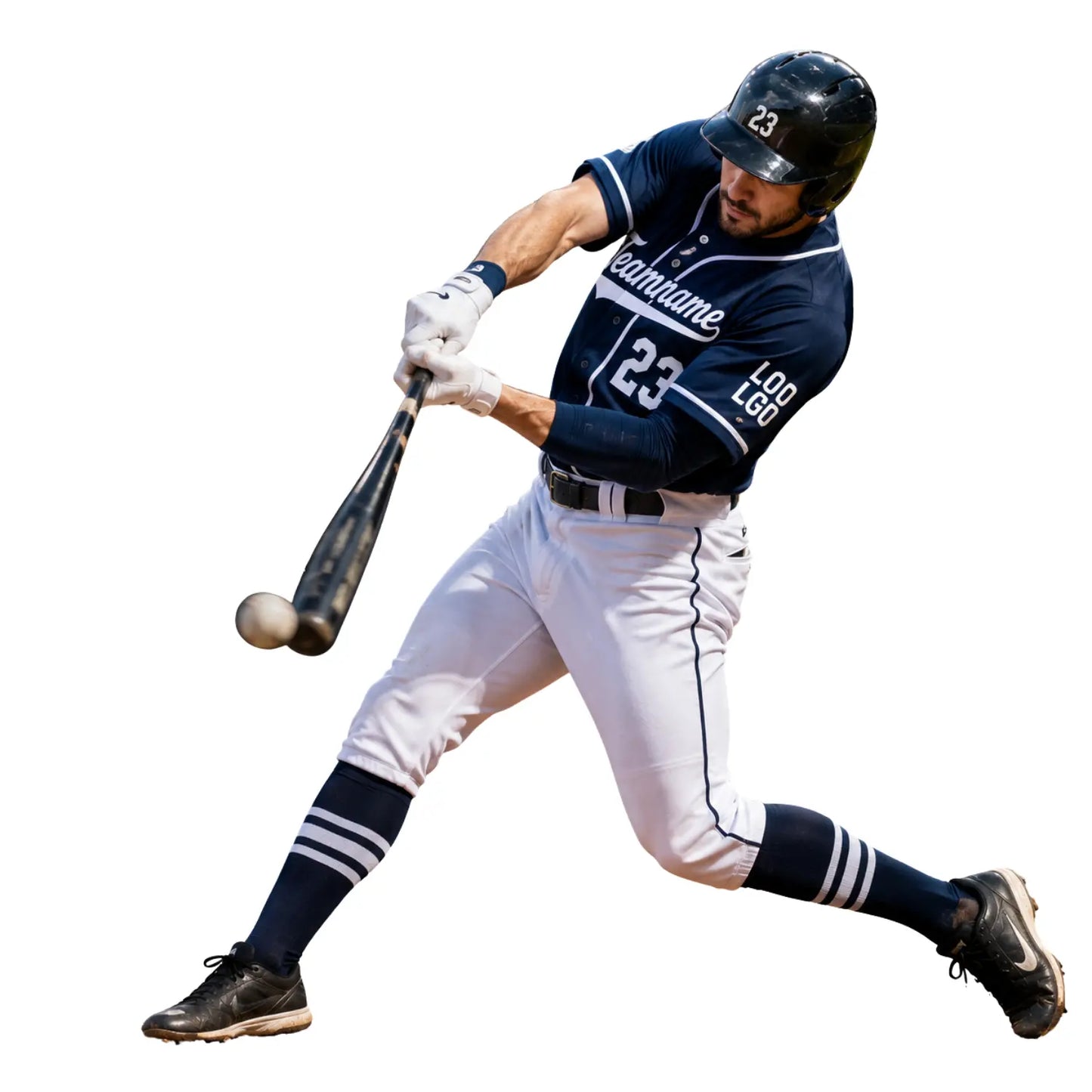 Baseball player wearing a custom black and white jersey during a game