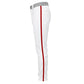 Custom full-length baseball pants with red side stripe side view