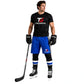 Ice hockey player wearing custom blue TricoGear hockey pant shells