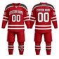 Custom ice hockey jersey and pants set with personalized name and number, front and back view