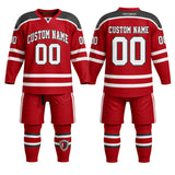 Custom ice hockey jersey and pants set with personalized name and number, front and back view