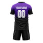 Custom made purple and black football jersey set showing personalized player name and number on the back