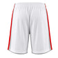 Custom soccer shorts back view with personalized name and number design, white athletic shorts