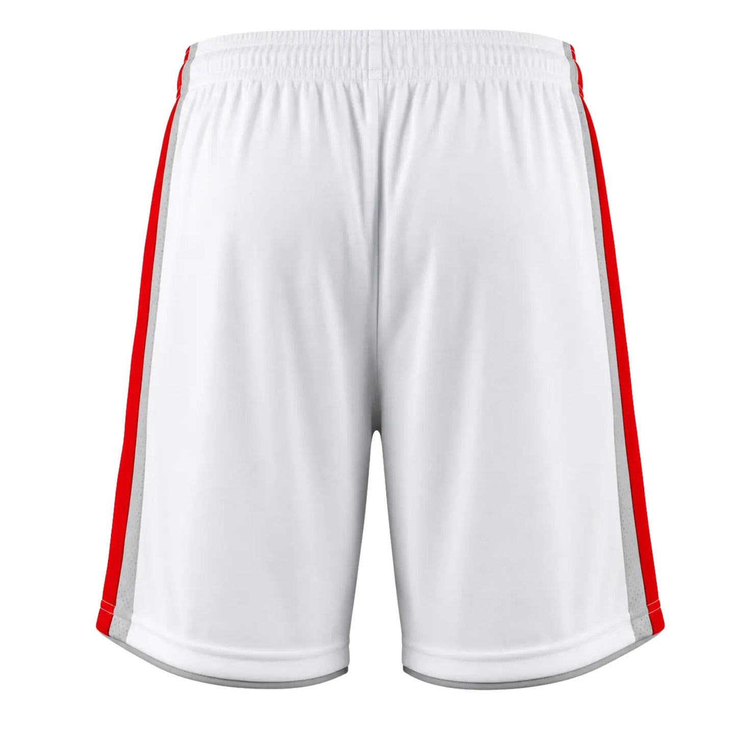 Custom soccer shorts back view with personalized name and number design, white athletic shorts