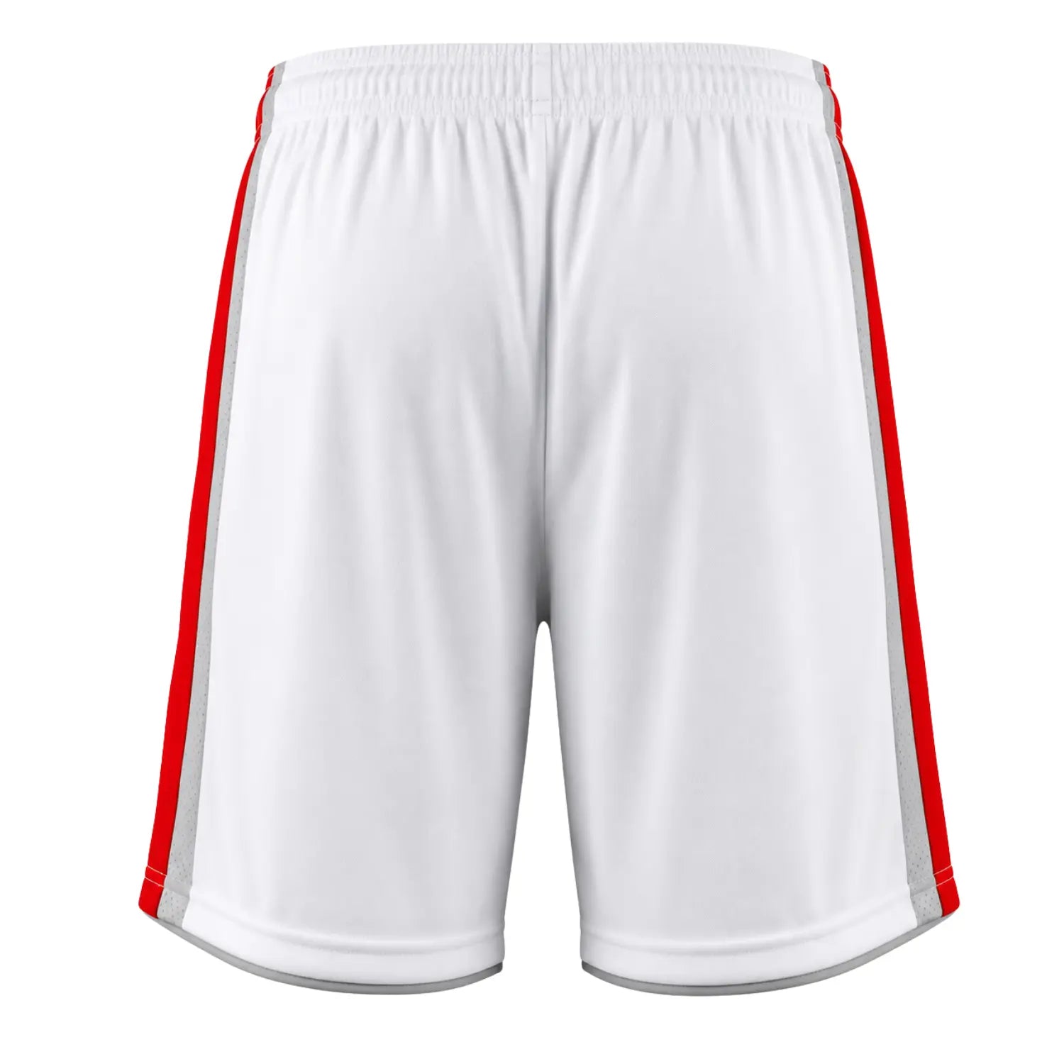 Custom soccer shorts back view with personalized name and number design, white athletic shorts