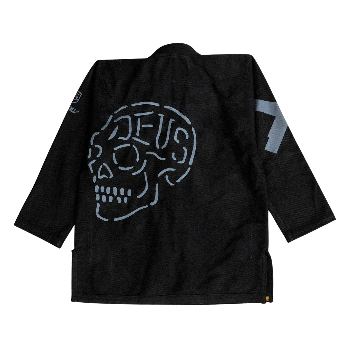 Deus Ex Machina x Shoyoroll black Brazilian Jiu-Jitsu Gi back view with skull graphic