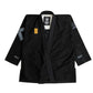 Deus Ex Machina x Shoyoroll black BJJ Gi front view with embroidered logos and contrast details