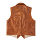 Back view of Men’s Brown Western Cowboy Leather Vest – Genuine Leather Biker & Rodeo Waistcoat