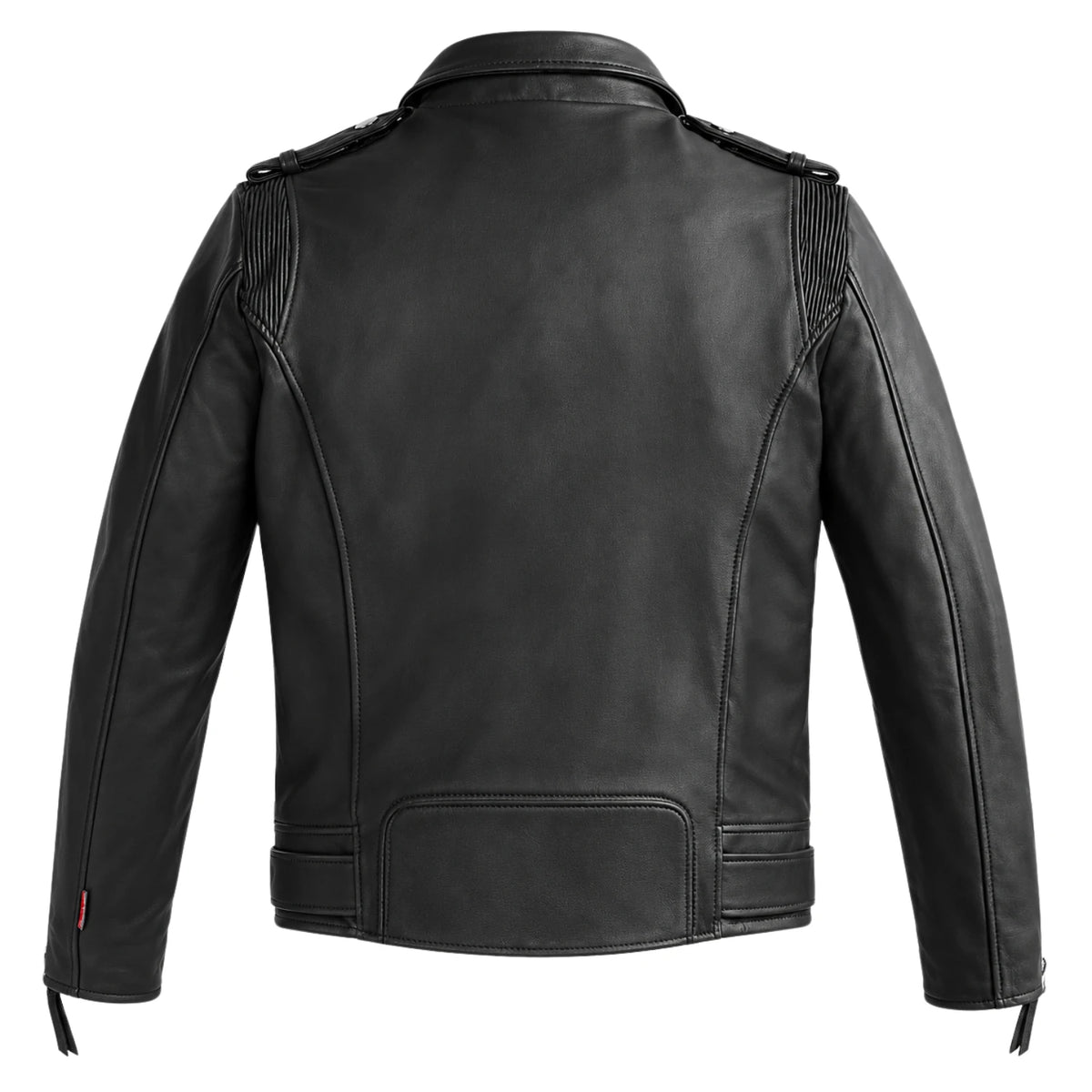 Men’s classic biker leather jacket back view