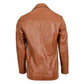 Back view of Men's Classic Three Button Tan Leather Blazer crafted from soft genuine leather.