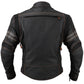 Men’s Street motorcycle matte black leather armored jacket back view