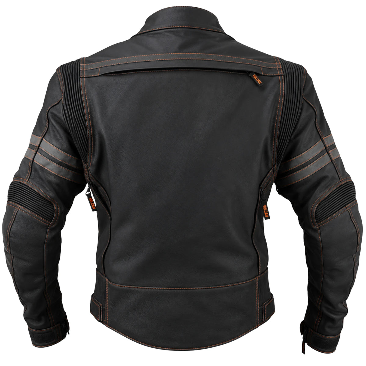 Men’s Street motorcycle matte black leather armored jacket back view