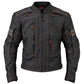 Men’s Street motorcycle matte black leather armored jacket front view