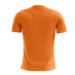 Back view of orange soccer jersey with short sleeves