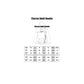 RVCA x Shoyoroll Defer Vaxsyr black fleece hoodie size chart with chest and length measurements for XS to XXXL