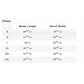 Shoyoroll 2019 CS Q1 BJJ training rash guard size chart showing body length and chest width for S to 3XL