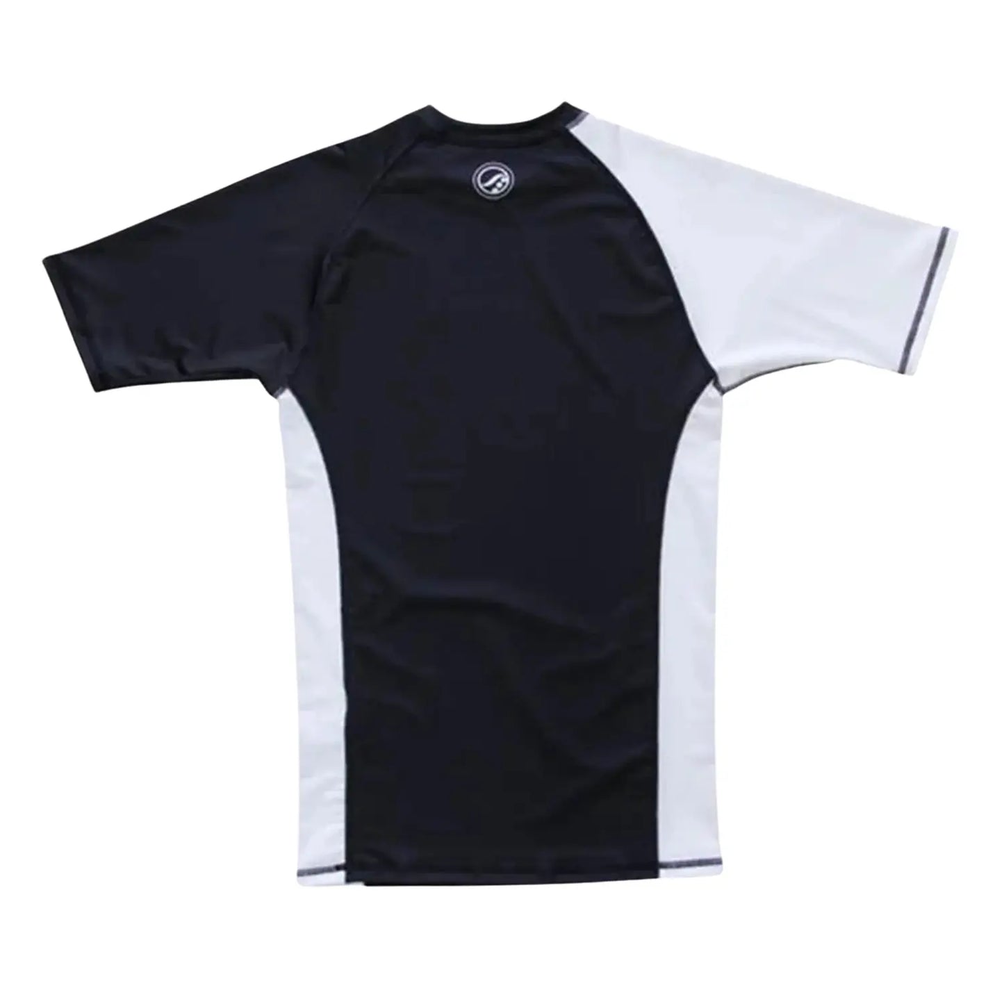 Shoyoroll 2019 Q4 White Ranked Short Sleeve Rash Guard back view in black and white