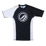 Shoyoroll 2019 Q4 White Ranked Short Sleeve Rash Guard front view with black and white design