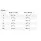 Shoyoroll 2019 Q4 White Ranked Short Sleeve Rash Guard size chart with body length and chest width measurements