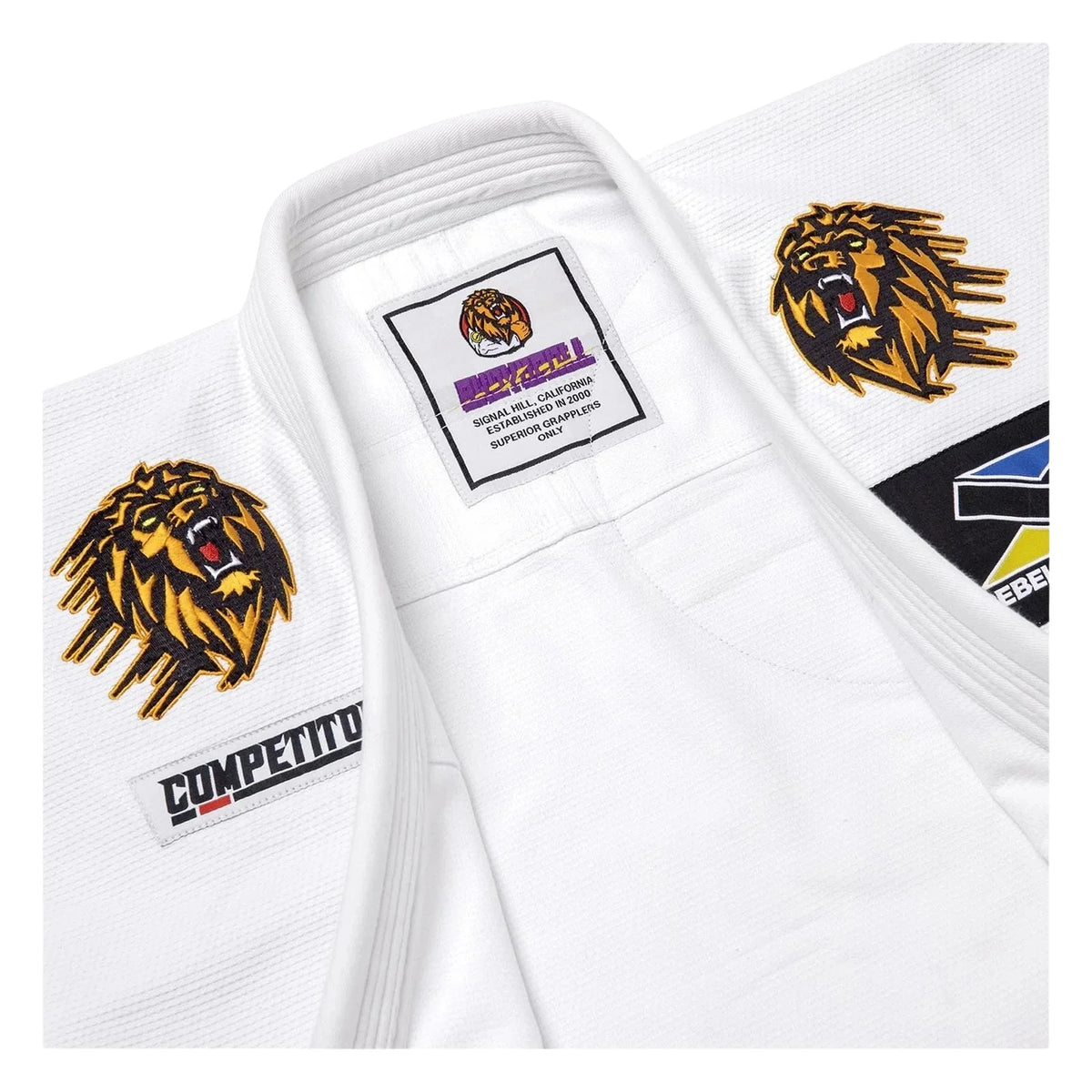 Shoyoroll Batch 124 Federation V2 white BJJ gi collar and embroidery detail