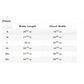 Shoyoroll Batch 145 SuperLite Retro short sleeve BJJ rash guard size chart with body length and chest width measurements