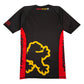 Shoyoroll Batch 146 BlackSTAR Retro short sleeve BJJ rash guard back view with black and red design
